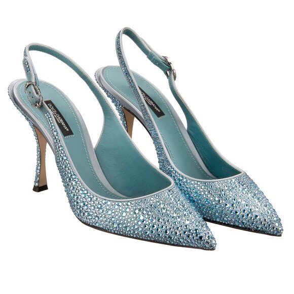 Dolce & Gabbana - Crystal Silk Decollete Rainbow Slingback Pumps LORI Blue EUR 3